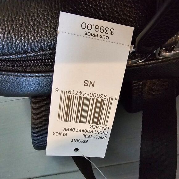 Michael Kors Men’s Black Front Zippers Pocket Leather Travel Backpack - Picture 13 of 16